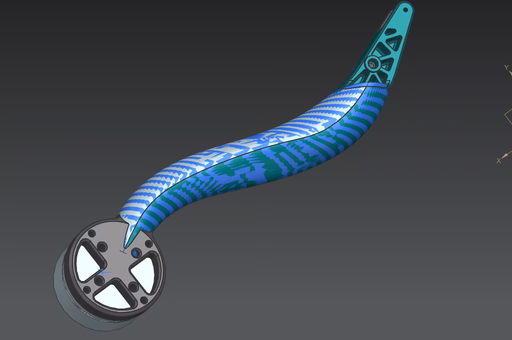 CAD view of redesigned leg shank